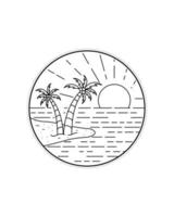 view of florida keys in mono line art, patch badge design, emblem design, T-Shirt Design vector