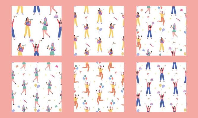 Festive Birthday Party Set with objects vector illustration