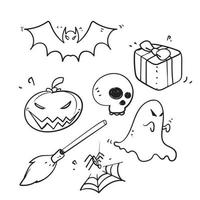vector de ilustración de celebración de colección de elementos de halloween de doodle dibujado a mano