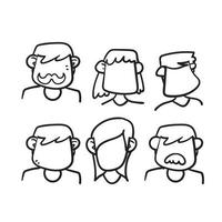 hand drawn doodle human avatar icon illustration vector