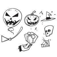 hand drawn doodle halloween element collection celebration illustration vector