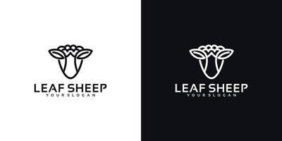 logotipo de oveja de hoja, referencia para negocios vector