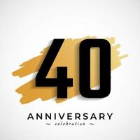 40 Year Anniversary Celebration with Gold Brush Symbol. Happy Anniversary Greeting Celebrates Event Isolated on White Background vector