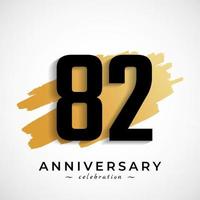 82 Year Anniversary Celebration with Gold Brush Symbol. Happy Anniversary Greeting Celebrates Event Isolated on White Background vector