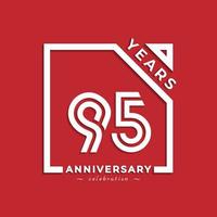 95 Year Anniversary Celebration Logotype Style Design with Linked Number in Square Isolated on Red Background. Happy Anniversary Greeting Celebrates Event Design Illustration vector