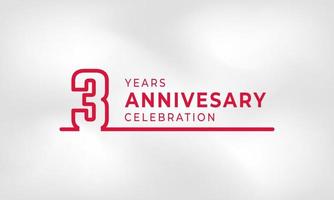 3 Year Anniversary Celebration Linked Logotype Outline Number Red Color for Celebration Event, Wedding, Greeting card, and Invitation Isolated on White Texture Background vector