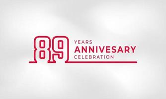 89 Year Anniversary Celebration Linked Logotype Outline Number Red Color for Celebration Event, Wedding, Greeting card, and Invitation Isolated on White Texture Background vector