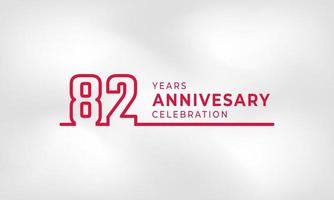 82 Year Anniversary Celebration Linked Logotype Outline Number Red Color for Celebration Event, Wedding, Greeting card, and Invitation Isolated on White Texture Background vector