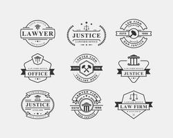 conjunto de inspiración de diseño de vector de logotipo de oficina de abogados de insignia retro vintage