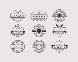 emblemas de logotipos de béisbol de insignia retro vintage y elementos de diseñoconjunto de emblemas de logotipos de béisbol de insignia retro vintage y elementos de diseño vector