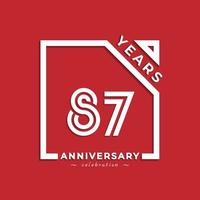 87 Year Anniversary Celebration Logotype Style Design with Linked Number in Square Isolated on Red Background. Happy Anniversary Greeting Celebrates Event Design Illustration vector