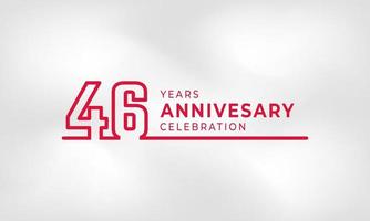 46 Year Anniversary Celebration Linked Logotype Outline Number Red Color for Celebration Event, Wedding, Greeting card, and Invitation Isolated on White Texture Background vector