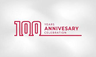 100 Year Anniversary Celebration Linked Logotype Outline Number Red Color for Celebration Event, Wedding, Greeting card, and Invitation Isolated on White Texture Background vector