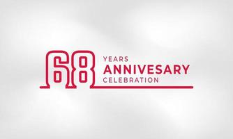 68 Year Anniversary Celebration Linked Logotype Outline Number Red Color for Celebration Event, Wedding, Greeting card, and Invitation Isolated on White Texture Background vector