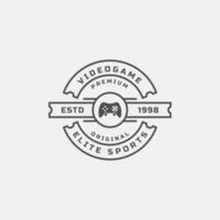 insignias y etiquetas deportivas electrónicas retro antiguas con inspiración en el diseño del logotipo de gamepads vector