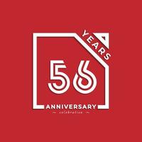 Diseño de estilo de logotipo de celebración de aniversario de 56 años con número vinculado en cuadrado aislado sobre fondo rojo. feliz aniversario saludo celebra evento diseño ilustración vector