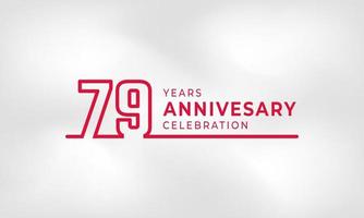 79 Year Anniversary Celebration Linked Logotype Outline Number Red Color for Celebration Event, Wedding, Greeting card, and Invitation Isolated on White Texture Background vector