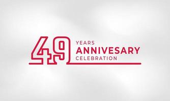 49 Year Anniversary Celebration Linked Logotype Outline Number Red Color for Celebration Event, Wedding, Greeting card, and Invitation Isolated on White Texture Background vector