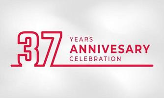 37 Year Anniversary Celebration Linked Logotype Outline Number Red Color for Celebration Event, Wedding, Greeting card, and Invitation Isolated on White Texture Background vector