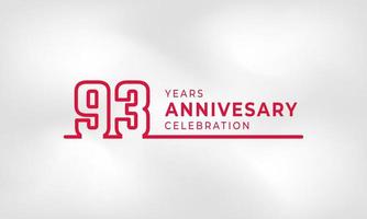 93 Year Anniversary Celebration Linked Logotype Outline Number Red Color for Celebration Event, Wedding, Greeting card, and Invitation Isolated on White Texture Background vector