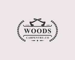 Vintage Retro Badge Working Tools, Carpentry, Workshop Labels, Logos Design Elements vector