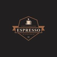 Classic Retro Badge Coffee Shop Logos. Cup, beans, cafe vintage style design vector illustration