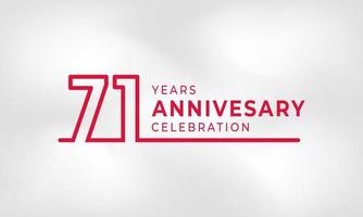 71 Year Anniversary Celebration Linked Logotype Outline Number Red Color for Celebration Event, Wedding, Greeting card, and Invitation Isolated on White Texture Background vector