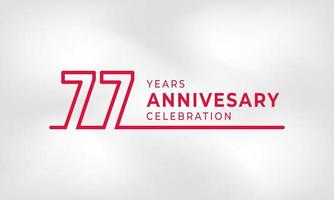 77 Year Anniversary Celebration Linked Logotype Outline Number Red Color for Celebration Event, Wedding, Greeting card, and Invitation Isolated on White Texture Background vector