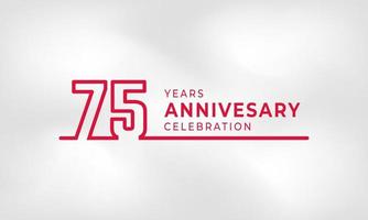 75 Year Anniversary Celebration Linked Logotype Outline Number Red Color for Celebration Event, Wedding, Greeting card, and Invitation Isolated on White Texture Background vector