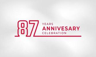 87 Year Anniversary Celebration Linked Logotype Outline Number Red Color for Celebration Event, Wedding, Greeting card, and Invitation Isolated on White Texture Background vector