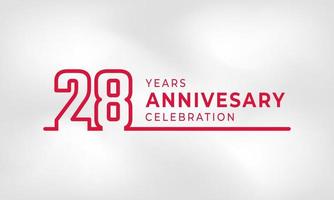 28 Year Anniversary Celebration Linked Logotype Outline Number Red Color for Celebration Event, Wedding, Greeting card, and Invitation Isolated on White Texture Background vector