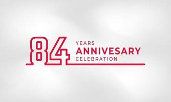 84 Year Anniversary Celebration Linked Logotype Outline Number Red Color for Celebration Event, Wedding, Greeting card, and Invitation Isolated on White Texture Background vector