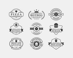 Set of Vintage Retro Badge Fast Food Restaurant Label Design Element vector