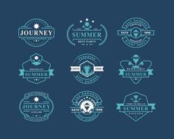 Set of Vintage Retro Badge Summer Holidays Label Typography Logo Templates for Greeting Cards, Posters and Apparel Design vector