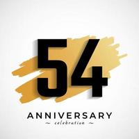 54 Year Anniversary Celebration with Gold Brush Symbol. Happy Anniversary Greeting Celebrates Event Isolated on White Background vector