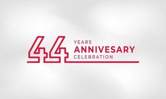 44 Year Anniversary Celebration Linked Logotype Outline Number Red Color for Celebration Event, Wedding, Greeting card, and Invitation Isolated on White Texture Background vector