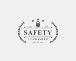 Vintage Retro Badge Locksmith Labels Design Element for Safety security Logo Inspiration vector