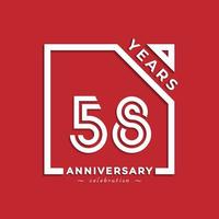 Diseño de estilo de logotipo de celebración de aniversario de 58 años con número vinculado en cuadrado aislado sobre fondo rojo. feliz aniversario saludo celebra evento diseño ilustración vector