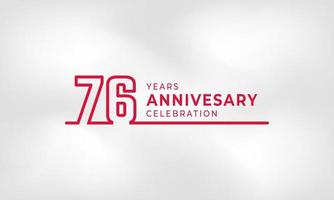 76 Year Anniversary Celebration Linked Logotype Outline Number Red Color for Celebration Event, Wedding, Greeting card, and Invitation Isolated on White Texture Background vector