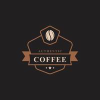 logotipos clásicos de la cafetería con insignia retro. taza, frijoles, café estilo vintage diseño vector ilustración