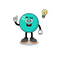 exercise ball cartoon with get an idea pose vector