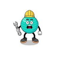 Character Illustration of exercise ball with 404 error vector