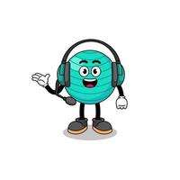 Mascot Illustration of exercise ball as a customer services vector