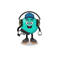 Character mascot of exercise ball doing shooting range vector