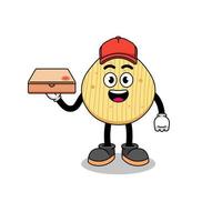 potato chip illustration as a pizza deliveryman vector