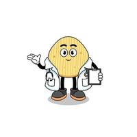Cartoon mascot of potato chip doctor vector