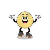potato chip cartoon searching with happy gesture vector