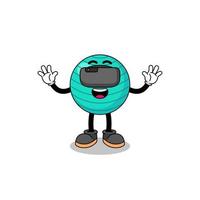 Illustration of exercise ball with a vr headset vector