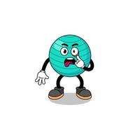 Character Illustration of exercise ball with tongue sticking out vector