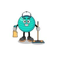 Character mascot of exercise ball as a cleaning services vector